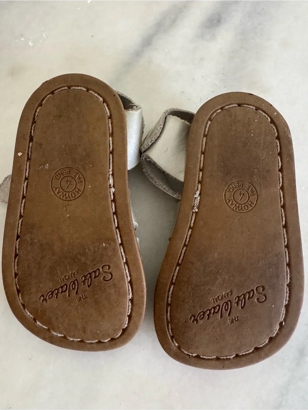 Salt Water Sandals by Hoy Metallic Silver Toddler Walker Sandals